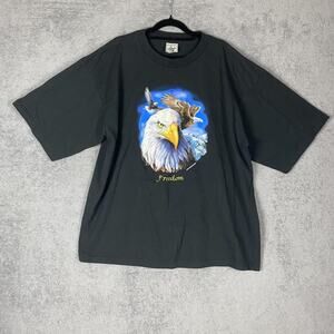 Vintage Alore Shirt Mens 2XL Black Bald Eagle Freedom Graphic Tee Made USA 90s